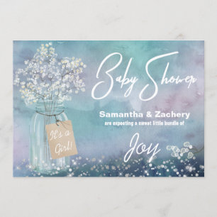 Invitation *~* Mason Jar Baby shower Rustique Bébé Respiratio
