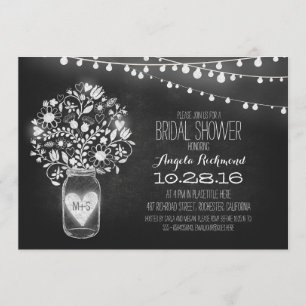 Invitation mason jar chalkboard & lumières nuptiale douche