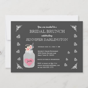Invitation Mason Jar Chalkboard Rustique Bridal Brunch A01D