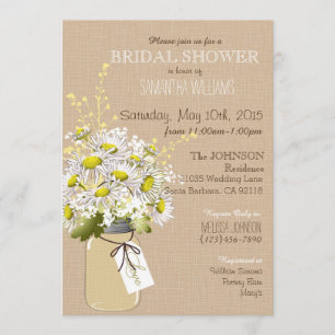Invitation Mason Jar Daisies Fêtes des mariées rustiques
