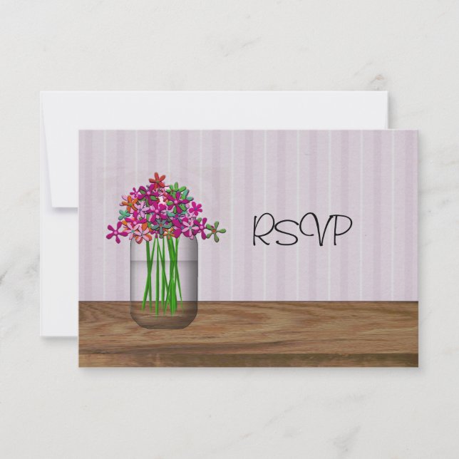 Invitation Mason Jar De Fleurs Réception De Mariage RSVP (Devant)