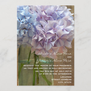 Invitation Mason Jar De L'Mariage Hydrangeas Bleu & Purple