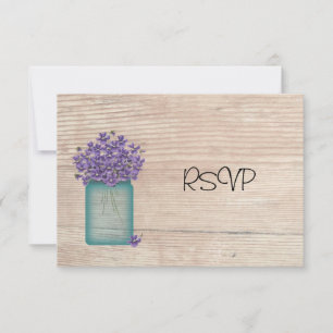 Invitation Mason Jar De Violets Mariage Réception RSVP