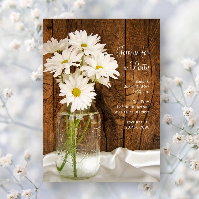 Invitation Mason Jar et Daisies Country All Occasion Party (Créateur téléchargé)
