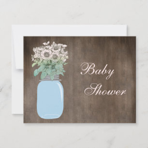 Invitation Mason Jar et Fleurs sauvages Baby shower rustique