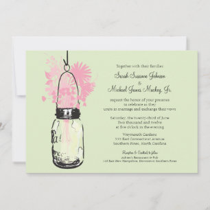 Invitation Mason Jar et Mariage Fleur sauvage