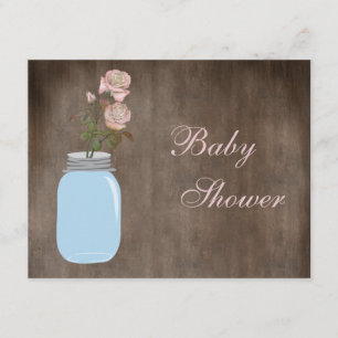 Invitation Mason Jar et Roses Rustic Baby Girl Show