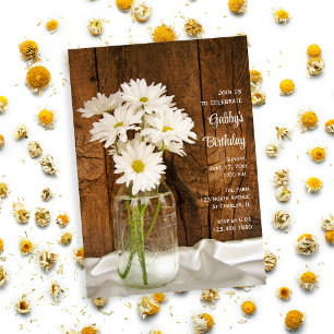 Invitation Mason Jar et White Daisy Pays Fête d'anniversaire