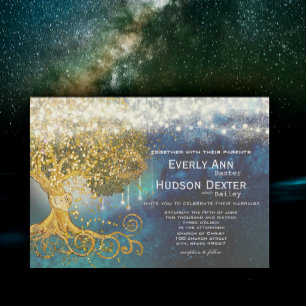 Invitation Mason Jar Fairytale Blue Opulence & Gold Mariage