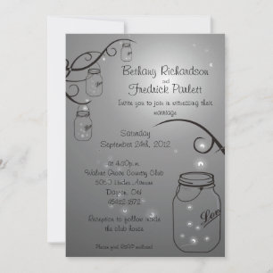 Invitation Mason Jar Firefly Noir gris