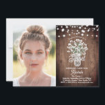 Invitation Mason Jar, Fleurs, Lumières Sweet 16 Anniversaire<br><div class="desc">Ce design présente des fleurs d'haleine d'aquarelle dainty bébé dans un vase en bocal de maçon sur un arrière - plan en bois rustique et espace pour une photo. Cliquez sur le bouton personnaliser pour plus de flexibilité dans la modification du texte ou le déplacement des graphiques! Des variantes de...</div>