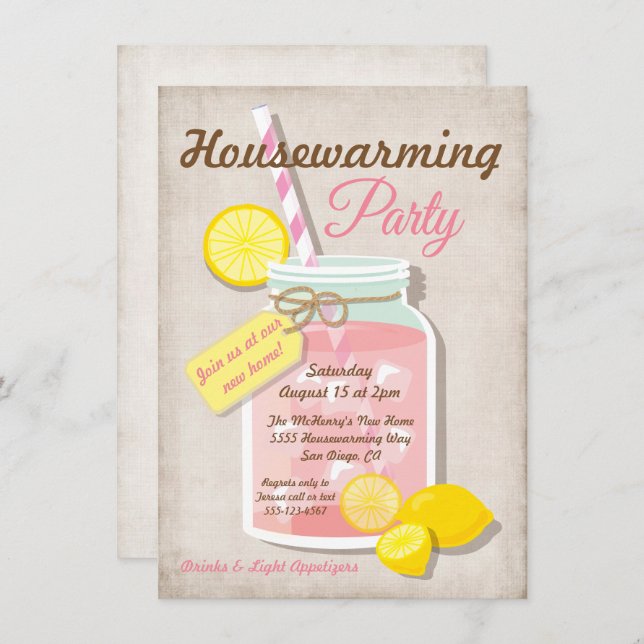 Invitation Mason Jar Lemonade Party (Devant / Derrière)