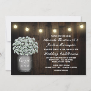 Invitation Mason Jar Lights Babys Respiration Mariage Invitat