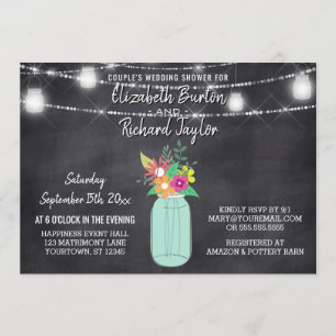 Invitation Mason Jar Lights Chalkboard Couples Wedding shower