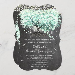 Invitation Mason Jar Mint Chalkboard Coeur Leaf Tree Invitati