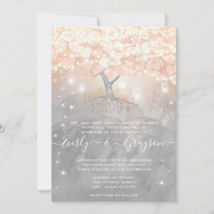 Invitation Mason Jar Peachy Pink Heart Leaf Tree Mariage dans