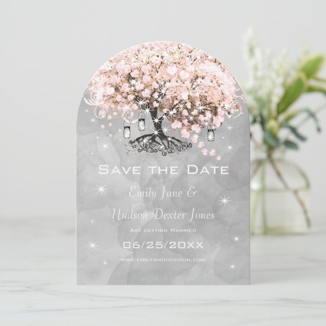 Invitation Mason Jar Pink Chalkboard Arbre de la feuille de c (Debout devant)