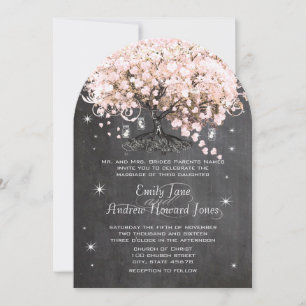 Invitation Mason Jar Pink Chalkboard Arbre de la feuille de c