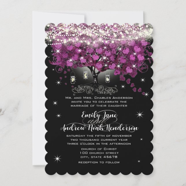 Invitation Mason Jar Radiant violet Mariage (Devant)