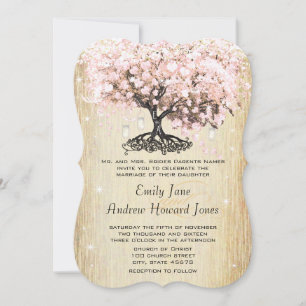 Invitation Mason Jar Rose Rose Or Coeur Leaf Arbre