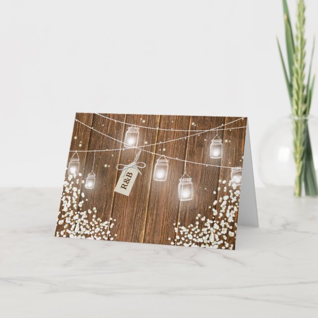 Invitation Mason Jar Rustic Babys Respiration Soirée Réceptio (Devant)