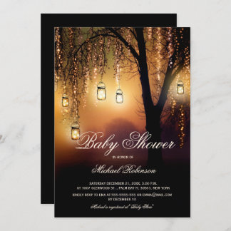 Invitation Mason Jar String éclaire un Baby shower rustique é