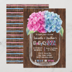 Invitation Mason jarre pays chic genre révéler rose ou bleu