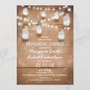 Invitation mason jarres et lumières répétition dîner invitati