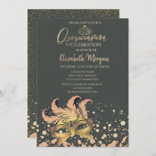 Invitation Masque, Confetti Dots Masquerade Quinceañera
