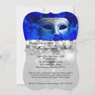 Invitation Masque de bal masqué bleu Costume d'Halloween Fête
