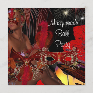 Invitation Masque de bal masqué Fille de spectacle Noir Rouge