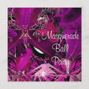 Invitation Masque de bal masqué Fille Noir Rose Violet
