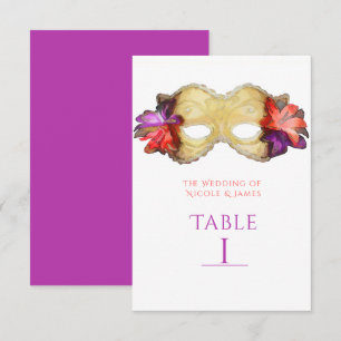 Invitation Masque de bal masqué floral tropical Numéro de tab