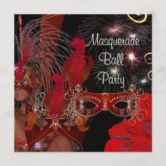 Invitation Masque de bal masqué Party Masque Noir Rouge Showg