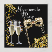 Masque de Champagne Noir Or Soirée Mascarade