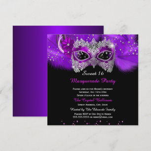 Invitation Masque de dentelle étincelante Purple Masquerade S