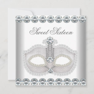 Invitation Masque de diamants blancs doux 16 Sweets sixteens