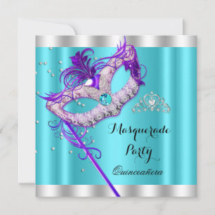 Invitation Masque de Fête de Quinceañera de Mascarade Violet
