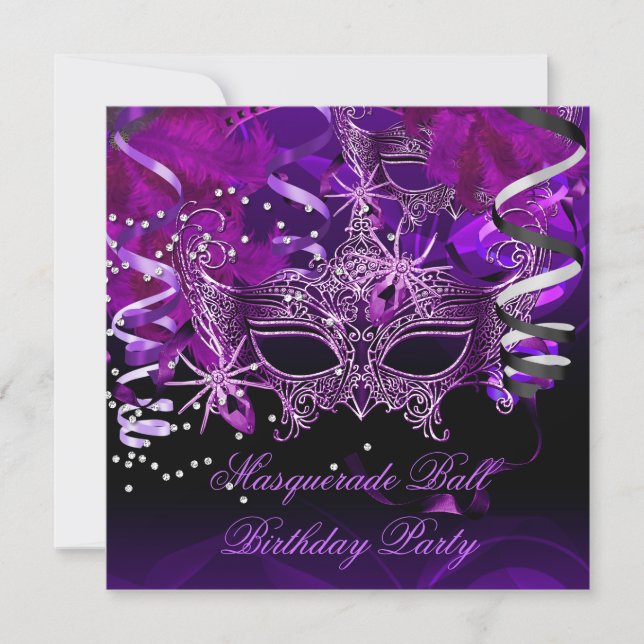 Invitation Masque de fête masquée araignée violet gothique (Devant)