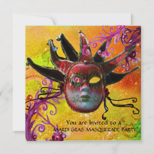 Invitation MASQUE DE JESTER ROUGE NOIR, Champagne de la Masqu