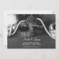 Masque de mascarade noir et blanc perles mariage