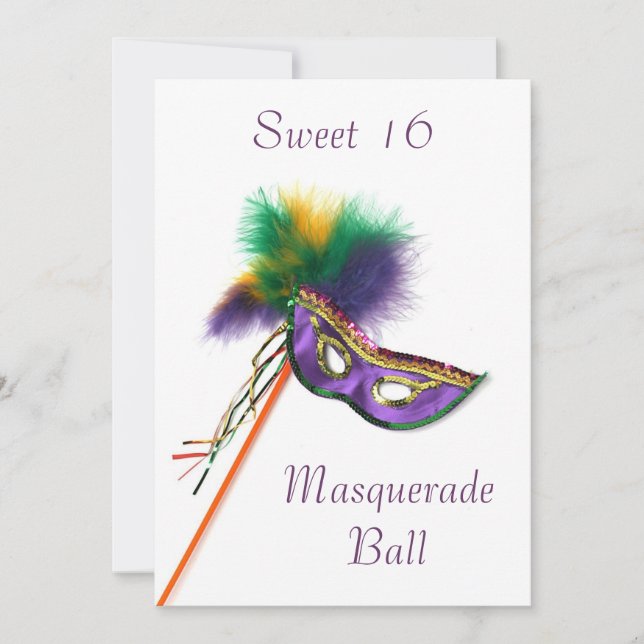 Invitation Masque de plumes violettes Sweet 16 Masquerade Par (Devant)