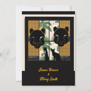 Invitation Masque de Puma Noir Mariage d'amour de chat domest