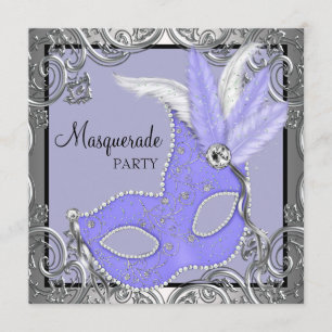 Invitation Masque de soirée élégant lavande violet