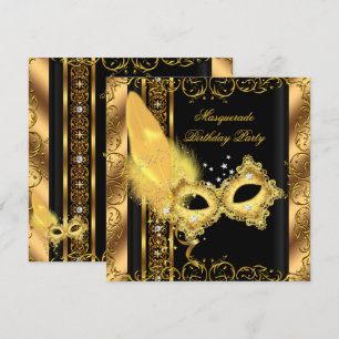 Invitation Masque de soirée Or Noir Jaune Masque 6