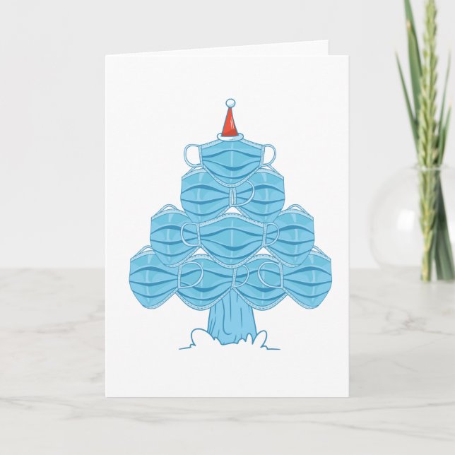 Invitation masque de visage de Noël laid arbre (Devant)