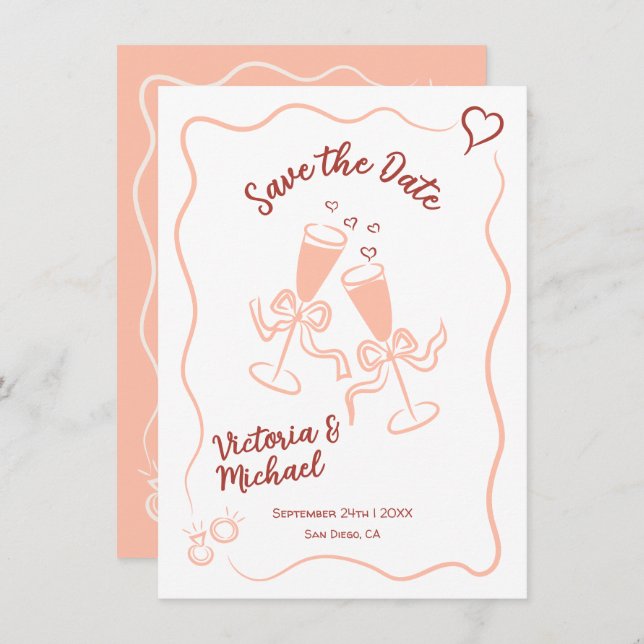 Invitation Masque dessinée à la main Enregistrer le Mariage d (Devant / Derrière)