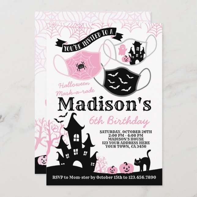 Invitation Masque d'Halloween (Devant / Derrière)