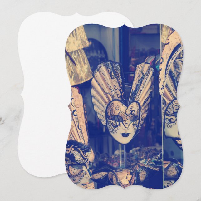 Invitation Masque d'Invitation de Carnaval Vénitien Vintage (Devant / Derrière)