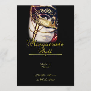 Invitation Masque d'or sur la partie noire de mascarade